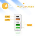 65 W Dual PD Typ-C + 3 x USB Multi-Port-Ladegerät mit 3 A Typ-C-zu-Typ-C-Datenkabel, US-Stecker – Bild 4