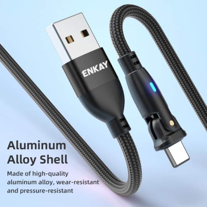 ENKAY 180 Grad drehbares USB-auf-8-Pin-Ladedatenkabel mit LED-Licht – Bild 7