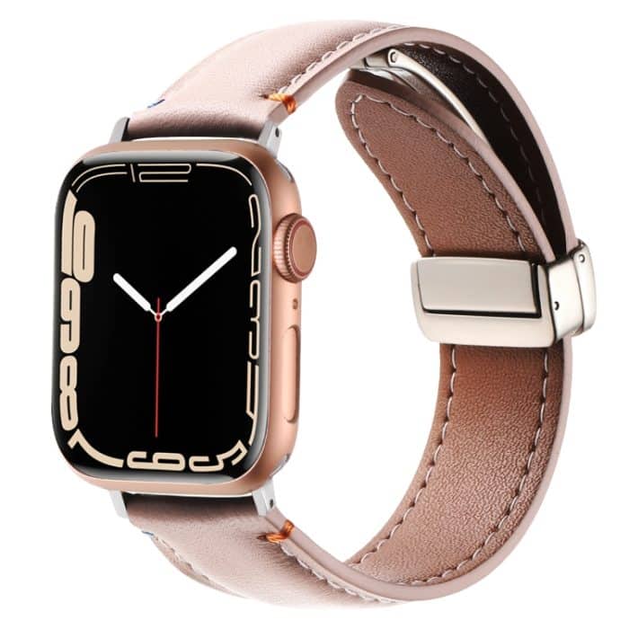 SYA002699901A.jpg Uhrenarmband aus echtem Leder mit Magnetschnalle und Nähten, For Apple Watch 46mm / 49mm / 45mm / 44mm, For Apple Watch 42mm / 41mm / 40mm / 38mm – Bild 1