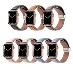 Uhrenarmband aus echtem Leder mit Magnetschnalle und Nähten, For Apple Watch 46mm / 49mm / 45mm / 44mm, For Apple Watch 42mm / 41mm / 40mm / 38mm – Bild 3
