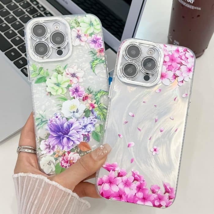 SYA0027414_B1-3.jpg Galvanik Laser Blumen Pflanzen Textur TPU Handyhülle – Bild 2
