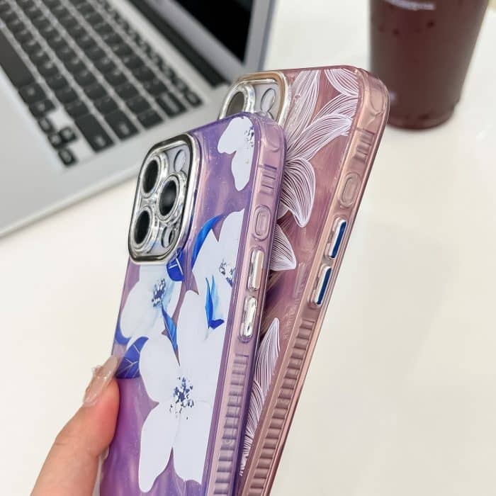 SYA0027414_B4-3.jpg Galvanik Laser Blumen Pflanzen Textur TPU Handyhülle – Bild 5
