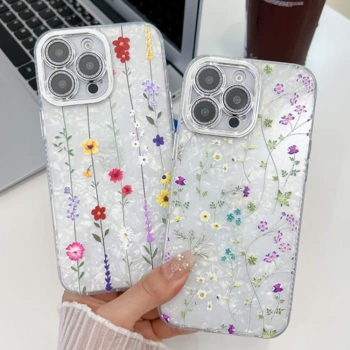 Galvanisierte TPU-Telefonhülle mit Blumenstruktur, For iPhone 16, For iPhone 15 Pro Max, For iPhone 15 Pro, For iPhone 15 – Bild 3