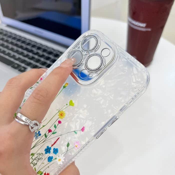 Galvanisierte TPU-Telefonhülle mit Blumenstruktur, For iPhone 16, For iPhone 15 Pro Max, For iPhone 15 Pro, For iPhone 15 – Bild 5