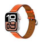 Klassisches Uhrenarmband aus echtem Kuhleder mit Verbindungsschnalle und schmalem Riemen, For Apple Watch 46mm / 49mm / 45mm / 44mm, For Apple Watch 42mm / 41mm / 40mm / 38mm