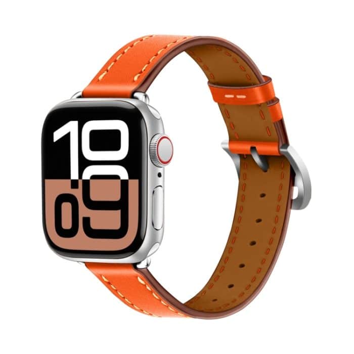 SYA002746101A.jpg Klassisches Uhrenarmband aus echtem Kuhleder mit Verbindungsschnalle und schmalem Riemen, For Apple Watch 46mm / 49mm / 45mm / 44mm, For Apple Watch 42mm / 41mm / 40mm / 38mm – Bild 1