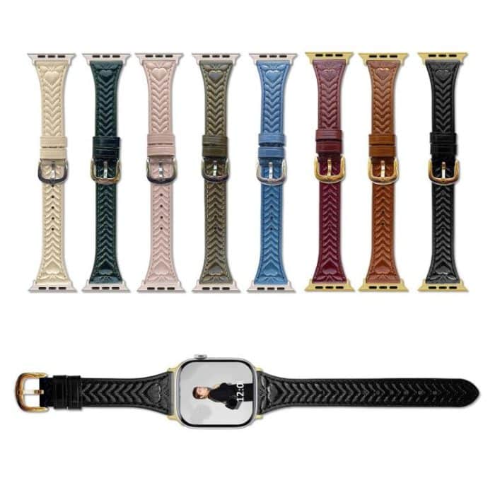Uhrenarmband aus geprägtem Leder in Herzform, For Apple Watch 46mm / 49mm / 45mm / 44mm, For Apple Watch 42mm / 41mm / 40mm / 38mm – Bild 2