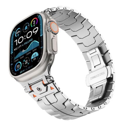 Uhrenarmband aus Metall mit Iron Man-Schmetterlingsschnalle aus Edelstahl