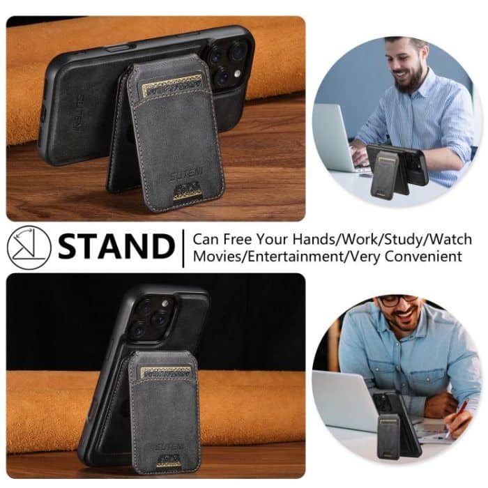 Suteni M5 Magnetkartentasche MagSafe Leder-Telefonhülle, For iPhone 12 Pro Max, For iPhone 12 Pro – Bild 7