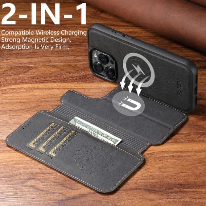 Suteni Q05 2-in-1 Multi-function MagSafe Wallet Litchi Leather Phone Case – Bild 7