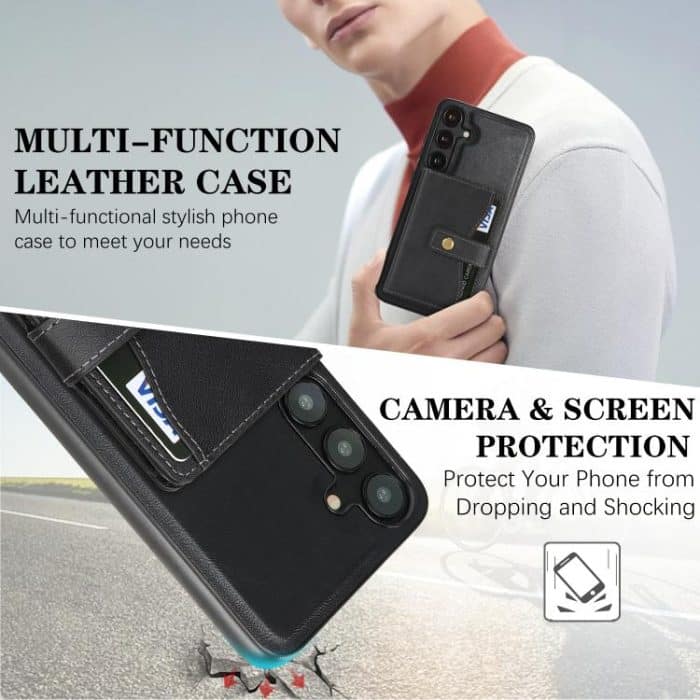 Kalebol Magnetic Button Card Bag MagSafe Ring Leather Phone Case – Bild 8