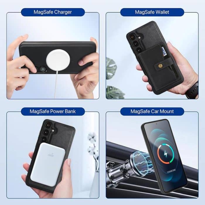 Kalebol Magnetic Button Card Bag MagSafe Ring Leather Phone Case – Bild 9