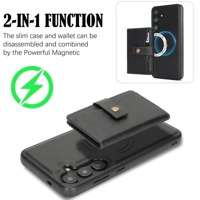 Kalebol Magnetic Button Card Bag MagSafe Ring Leather Phone Case – Bild 5