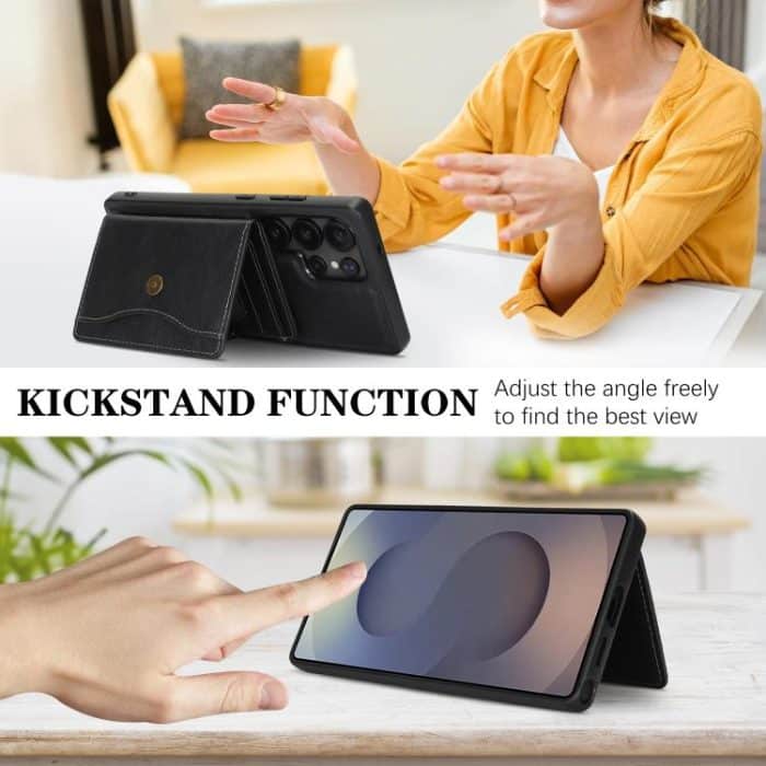 Kalebol Magnetic Button Card Bag MagSafe Ring Leather Phone Case – Bild 6