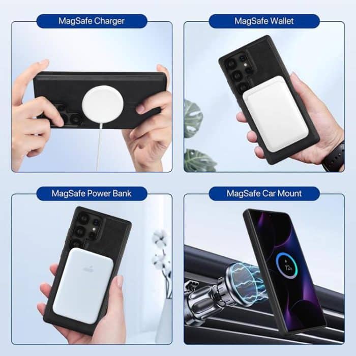 Kalebol Magnetic Button Card Bag MagSafe Ring Leather Phone Case – Bild 8