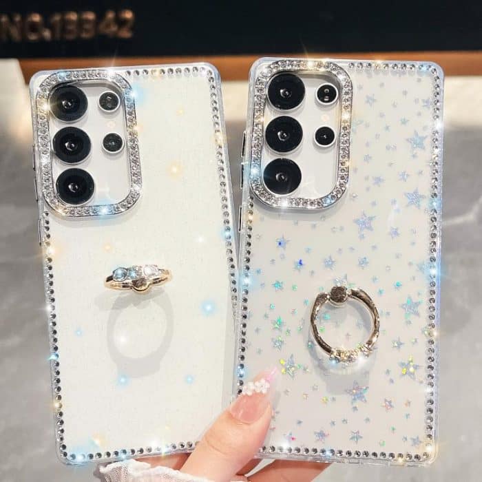 Rhinestone Glitter TPU Ring Holder Anti-fall Phone Case – Bild 2