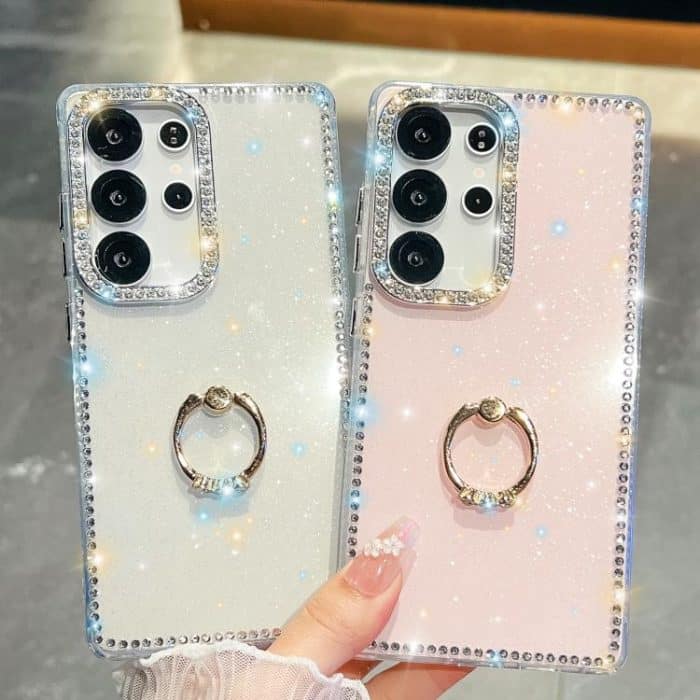 Rhinestone Glitter TPU Ring Holder Anti-fall Phone Case – Bild 3