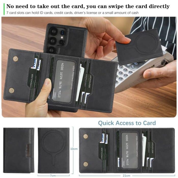 Kalebol Strong Magnetic MagSafe Tri-Fold Wallet Leather Phone Case – Bild 5