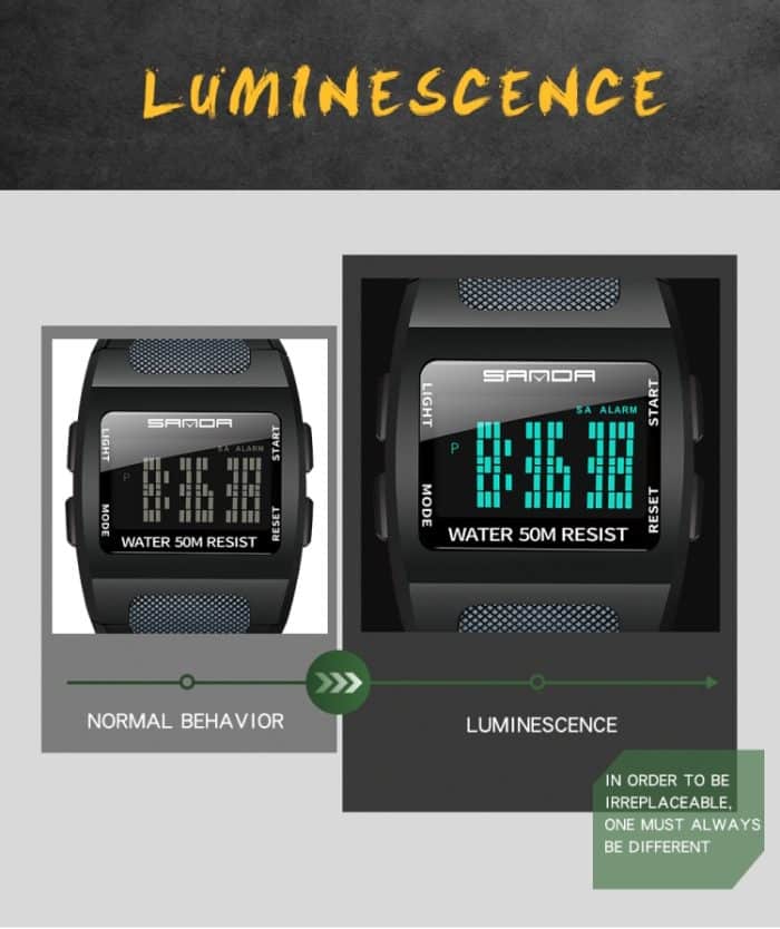 SANDA 222 Männer Sport Outdoor Bergsteigen Digitale Elektronische Uhr Quadratische Multifunktionale Wasserdichte Uhr – Bild 12