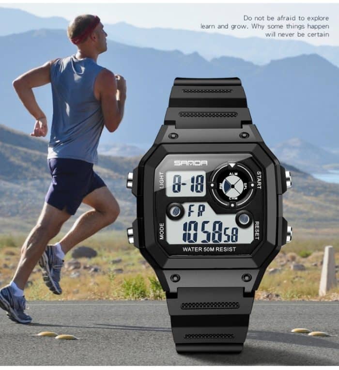 SANDA418 Quadratische Armbanduhr Schwimmen Wasserdicht Alarm Nachtlicht Männliche Studentenuhr Einfache Mode Sportuhr – Bild 15