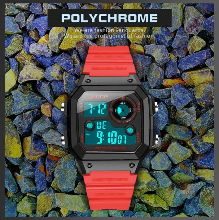 SANDA418 Quadratische Armbanduhr Schwimmen Wasserdicht Alarm Nachtlicht Männliche Studentenuhr Einfache Mode Sportuhr – Bild 16