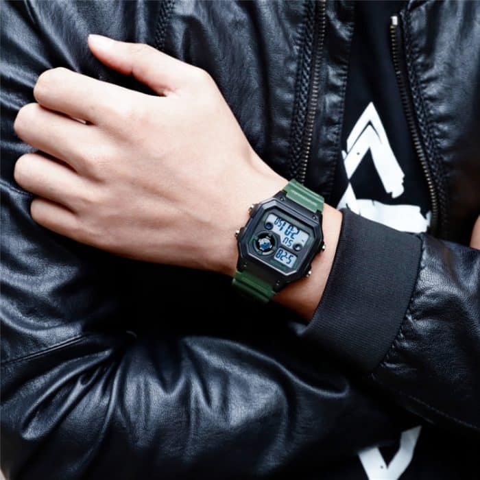 SANDA418 Quadratische Armbanduhr Schwimmen Wasserdicht Alarm Nachtlicht Männliche Studentenuhr Einfache Mode Sportuhr – Bild 18