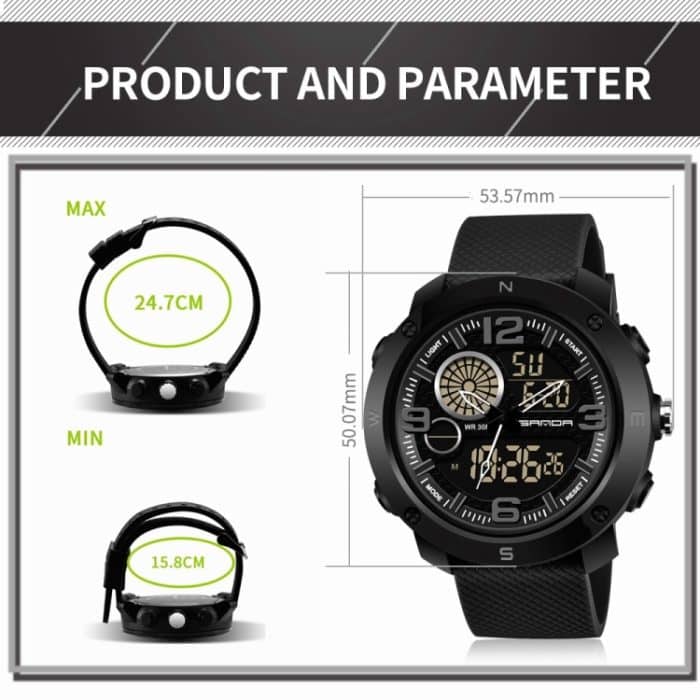 SANDA 762 Uhr Herrenuhr Studenten Herrenuhr Modetrend Jugend Wasserdicht Nachtlicht Sport Herren – Bild 6