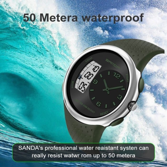 SANDA 763 Herren wasserdichte Studentenuhr, explosive Mode, multifunktional, Nachtlicht, Outdoor-Sport, Persönlichkeit, elektronische Armbanduhr – Bild 7