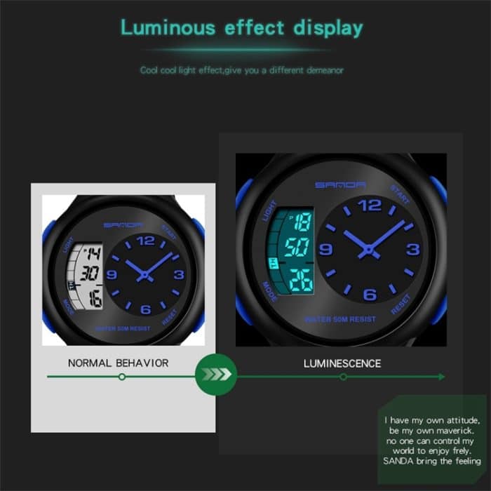 SANDA 763 Herren wasserdichte Studentenuhr, explosive Mode, multifunktional, Nachtlicht, Outdoor-Sport, Persönlichkeit, elektronische Armbanduhr – Bild 9
