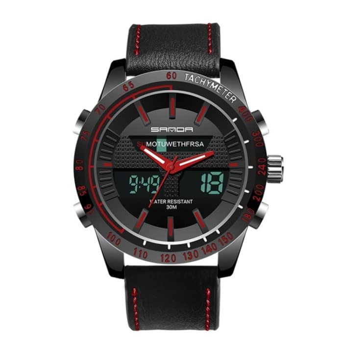 SANDA 774 Herren-Gürteluhr, Dual-Display, Multifunktions-Sport-Elektronikuhr, Modetrend, Freizeit, wasserdicht, leuchtende Uhr – Bild 2