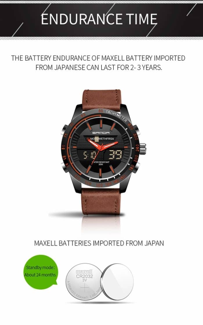 SANDA 774 Herren-Gürteluhr, Dual-Display, Multifunktions-Sport-Elektronikuhr, Modetrend, Freizeit, wasserdicht, leuchtende Uhr – Bild 12