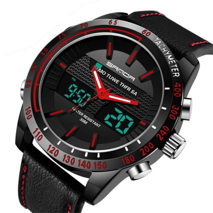 SANDA 774 Herren-Gürteluhr, Dual-Display, Multifunktions-Sport-Elektronikuhr, Modetrend, Freizeit, wasserdicht, leuchtende Uhr – Bild 4