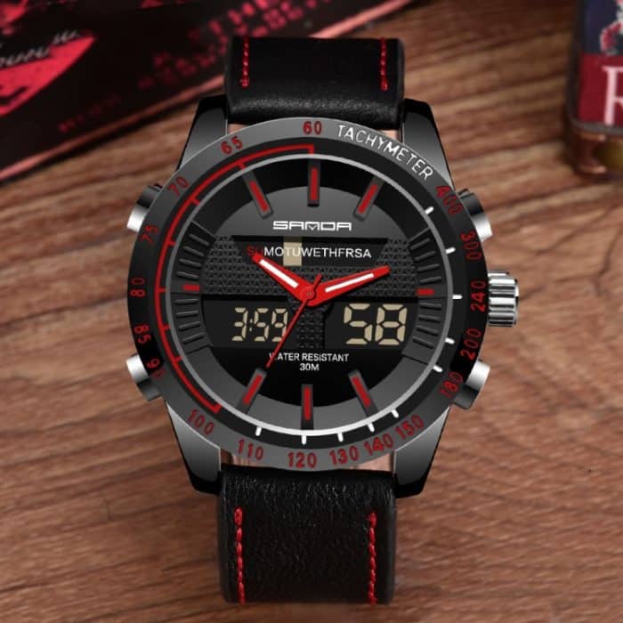 SANDA 774 Herren-Gürteluhr, Dual-Display, Multifunktions-Sport-Elektronikuhr, Modetrend, Freizeit, wasserdicht, leuchtende Uhr – Bild 9