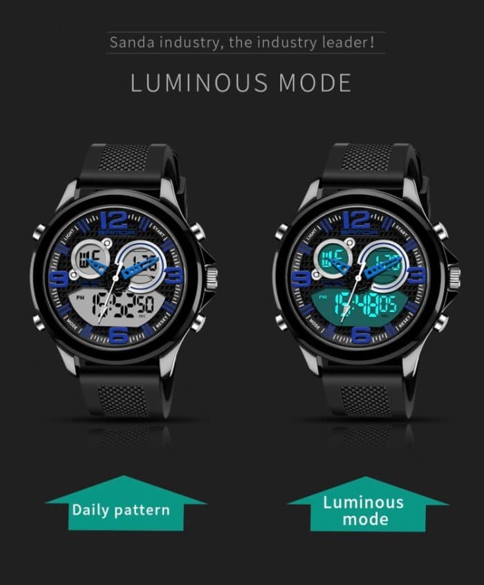 SANDA 793 Gezeitenuhr mit großem Zifferblatt, Studenten-Modetrend, multifunktionale, doppelt leuchtende, wasserdichte elektronische Uhr – Bild 13