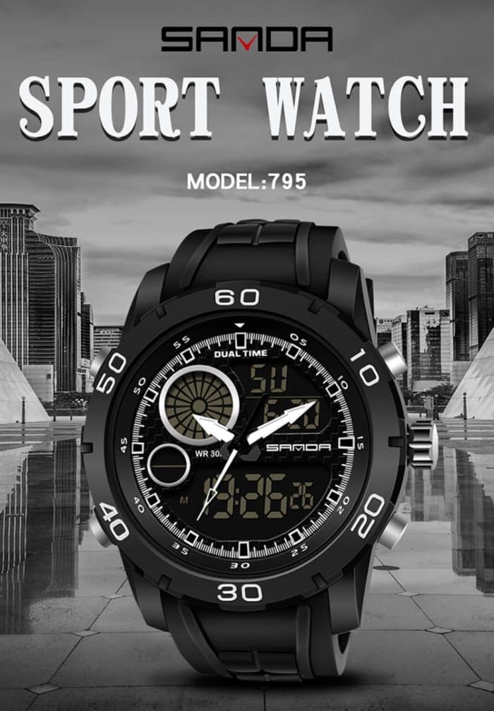 SANDA Neue wasserdichte leuchtende Kunststoff-Multifunktionsuhr für Herren, Outdoor-Sport, LED-Elektronikuhr – Bild 13