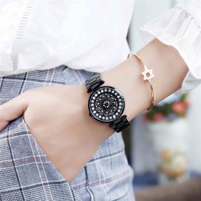 SANDA 1017 Damenuhr „All Over The Sky Star“, 360 Grad drehbare Uhr, Diamant-Stahlband, Damenuhr – Bild 17