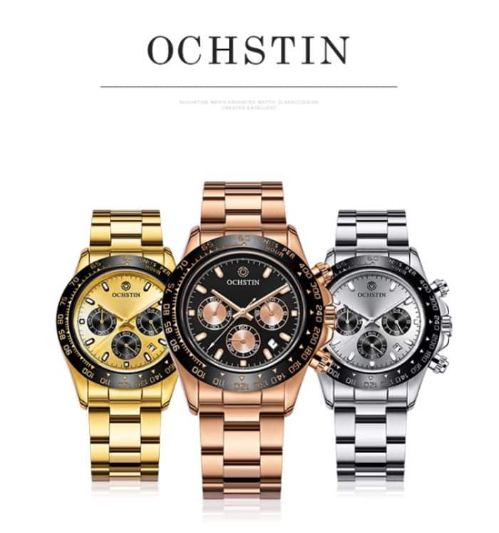 OCHSTIN Augusten 6103B Multifunktions-Quarzuhr, sportliche, leuchtende, wasserdichte Uhr, Kalender, Stahlband, Herrenuhr – Bild 12