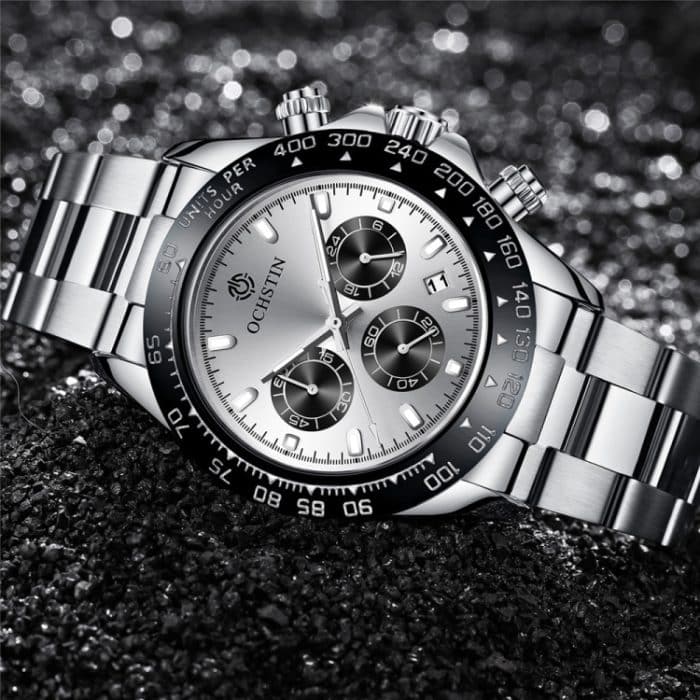 OCHSTIN Augusten 6103B Multifunktions-Quarzuhr, sportliche, leuchtende, wasserdichte Uhr, Kalender, Stahlband, Herrenuhr – Bild 3