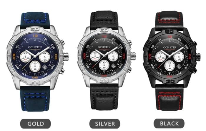 OCHSTIN 6116 Herren Leder Kalender Multifunktions Freizeit Herren Wasserdichte Uhr – Bild 13