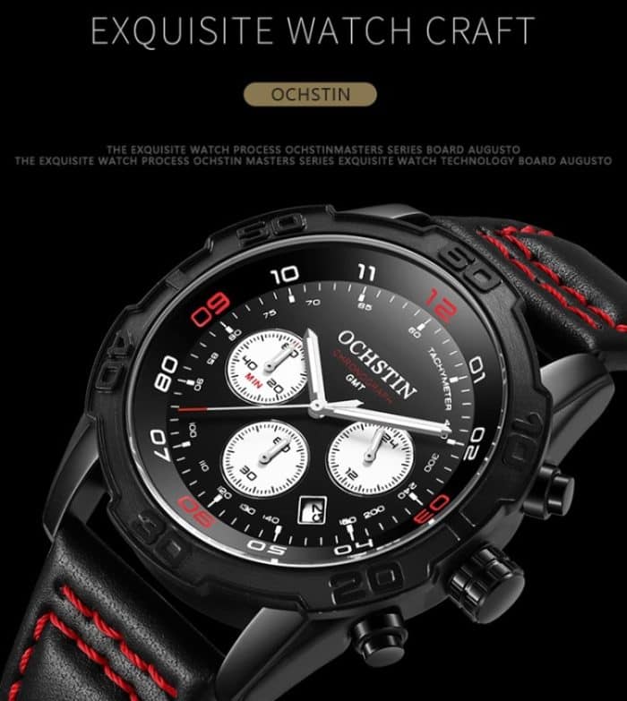 OCHSTIN 6116 Herren Leder Kalender Multifunktions Freizeit Herren Wasserdichte Uhr – Bild 5