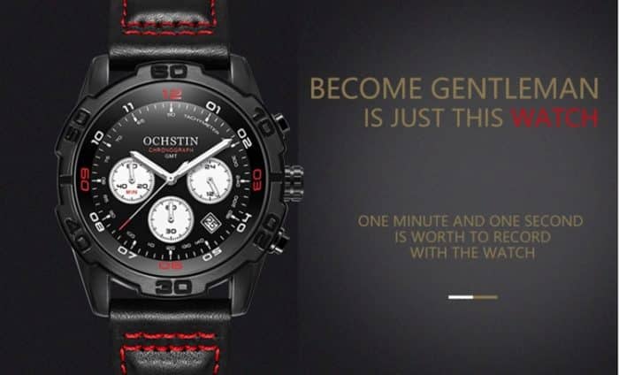 OCHSTIN 6116 Herren Leder Kalender Multifunktions Freizeit Herren Wasserdichte Uhr – Bild 6