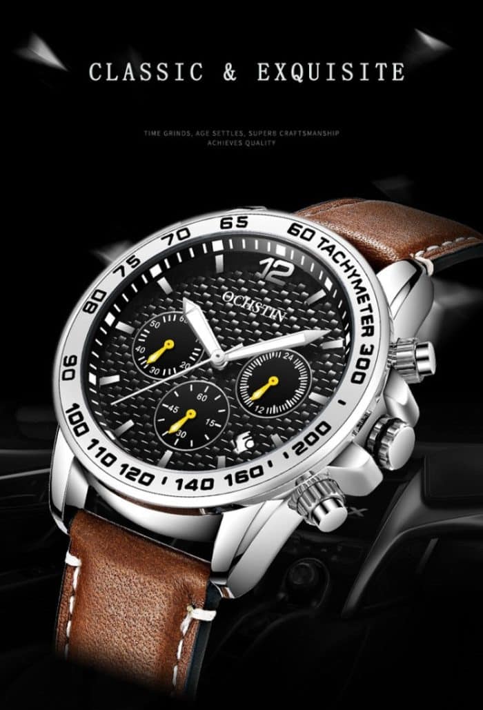 OCHSTIN 6117 Modeuhr Freizeit Leder Outdoor Sport wasserdichte Uhr – Bild 4