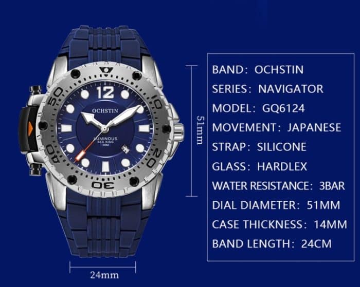 OCHSTIN 6124 Nachtlicht Wasserdichte Herrenuhr Outdoor Sport Quarzuhr Silikonuhr – Bild 6