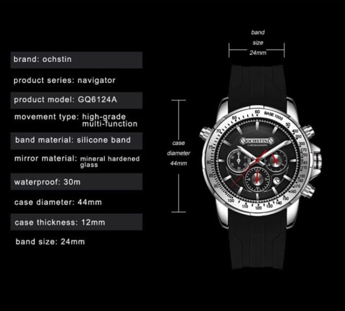 OCHSTIN 6125A Multifunktions-Chronograph Herren Sport Silikon Quarz wasserdichte Herrenuhr – Bild 4