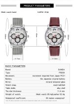 SANDA 5009 Business Fashion Three Eye Six Needle Casual Leder Wasserdichte Herren Quarzuhr – Bild 10