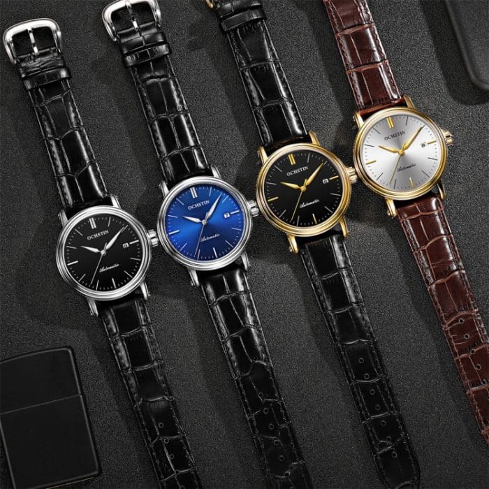 Ochstin 2024 Automatische mechanische Uhr Herren Wasserdicht Kalender Leder Business Mechanische Herrenuhr – Bild 7