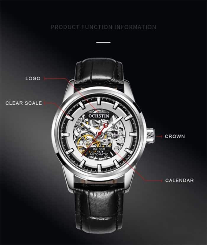 Ochstin 2002C Männer Automatische Hohl Leder Mechanische Uhr Business Wasserdicht Nachtlicht Männer Uhr Mechanische Uhr – Bild 4
