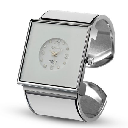 Quadratische Quarzuhr mit großem Zifferblatt und Armband für Damen