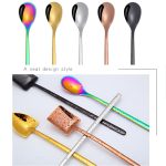 2 Stück Edelstahl-Löffel, kreativer Kaffeelöffel, Bar-Eislöffel, vergoldeter langer Rührlöffel, Round Spoon Silver, Pointed Spoon Silver, Square Spoon Silver, Round Spoon Gold, Pointed Spoon Gold, Square Spoon Gold, Round Spoon Rose Gold... – Bild 4