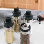 Küchengeschirr-Gewürzglas-Löffel-Abdeckung, integrierte Versiegelung, feuchtigkeitsbeständige Menage, Black, Blue, Pink, White, Stainless Steel Spoon, Stainless Steel Honey Stick, Stainless Steel Brush, Lead-free Glass Spoon, Lead-free Glass Honey Stic... – Bild 8